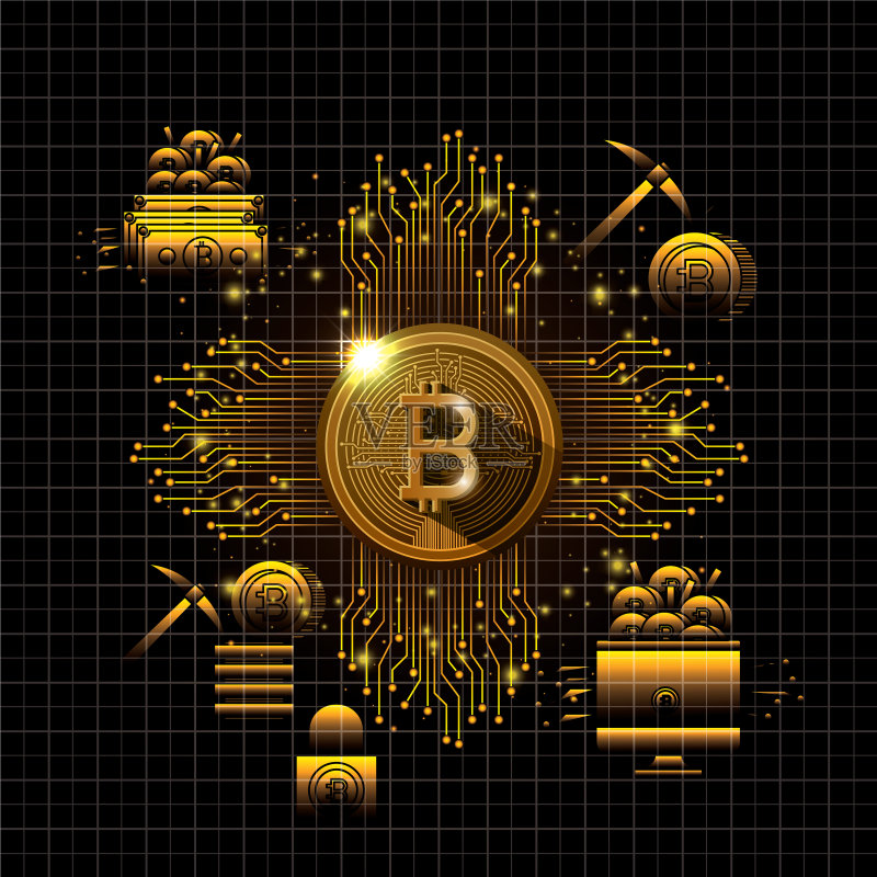 比特币挖矿图标集图标素材