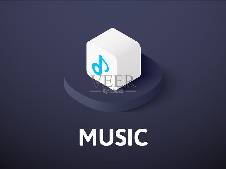 彩色背景上的音乐2.5D图标图标素材