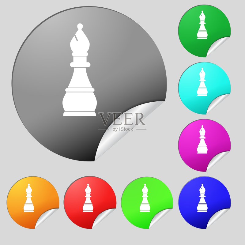 八种彩色国际象棋主教图标图标素材