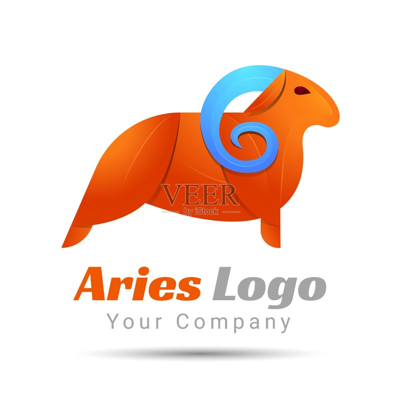 白羊座立体彩色企业Logo设计图标素材
