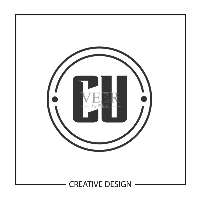首字母CU logo模板设计图标素材