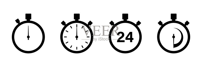 白色背景上的定时器图标：时间或定时器元素矢量素材图标素材