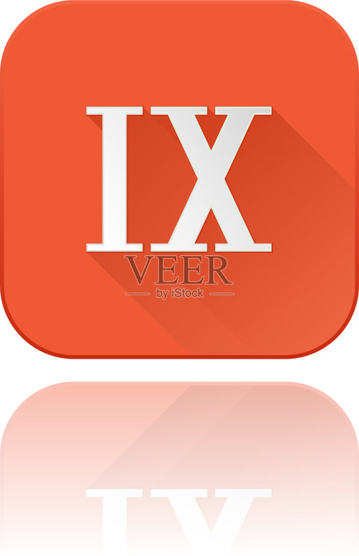 橙色方块罗马数字IX图标图标素材