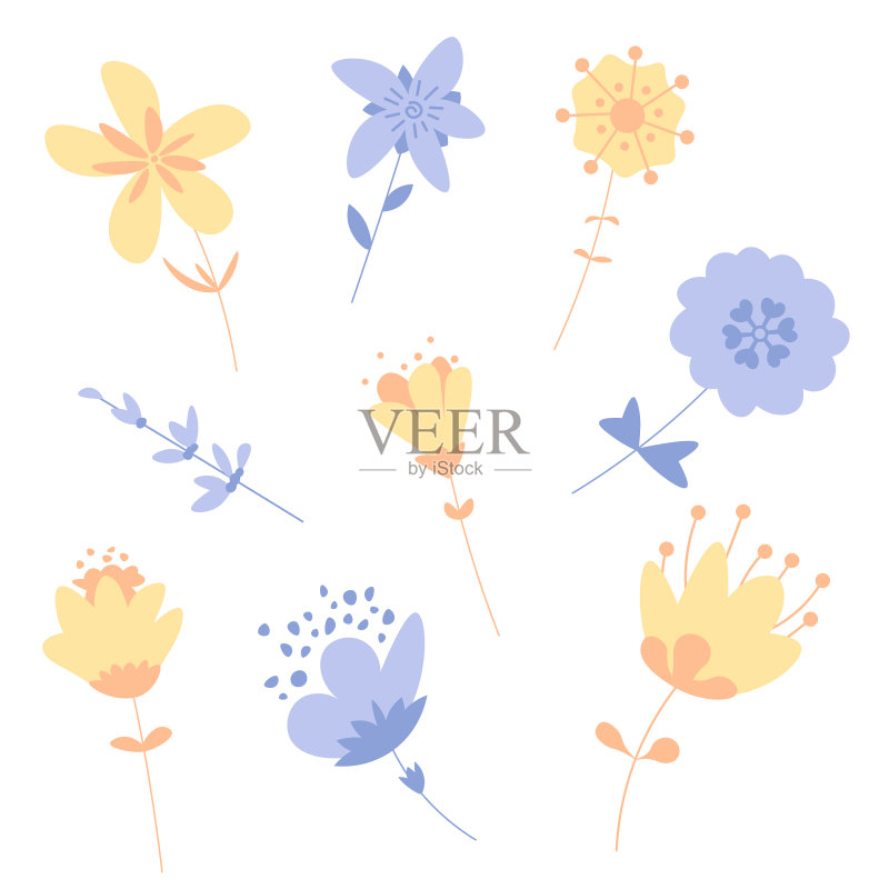 春季花卉套装图标素材