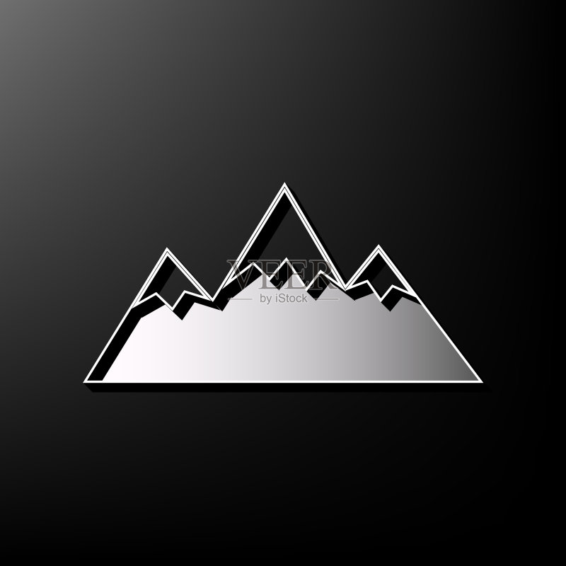 灰色3D山形标志图标素材