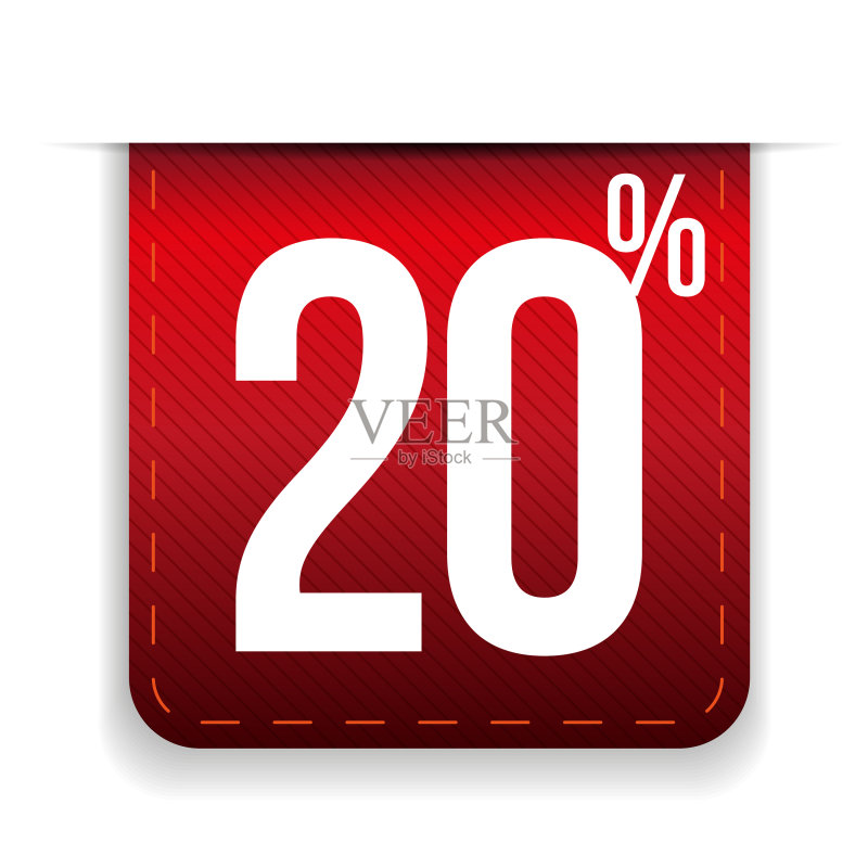 红色20%折扣丝带图标素材