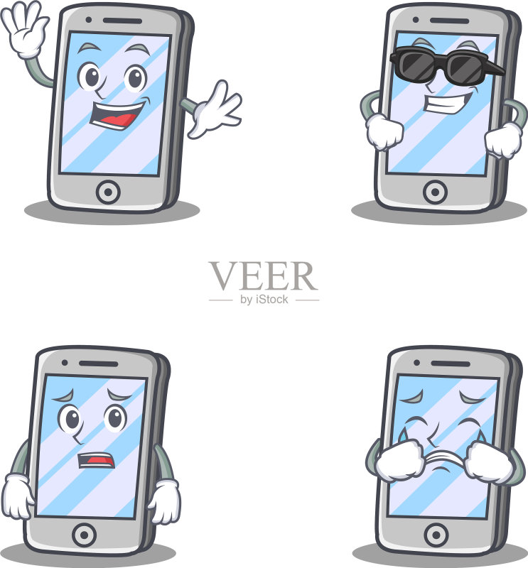 挥手、酷炫、惊讶的iPhone人物角色套装图标素材