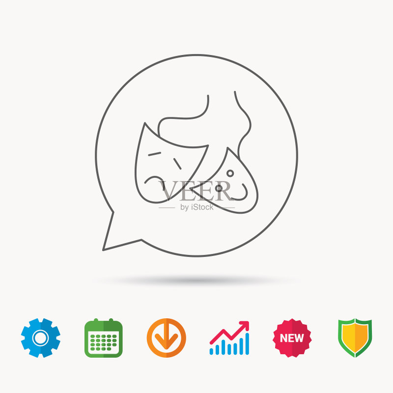 剧院面具图标戏剧和喜剧标志图标素材