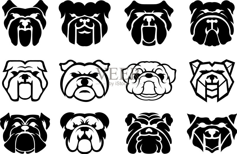 斗牛犬野生动物头像吉祥物图标素材