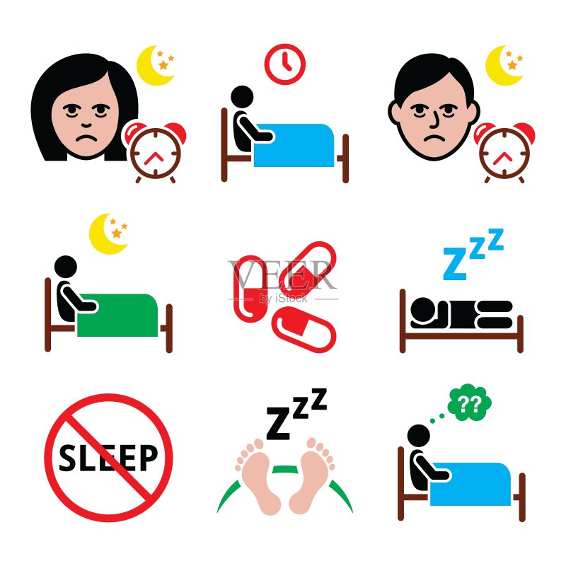 失眠人群睡眠问题图标图标素材