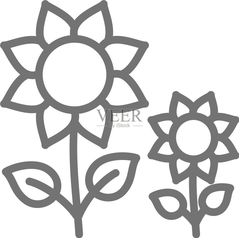 向日葵线条图标图标素材