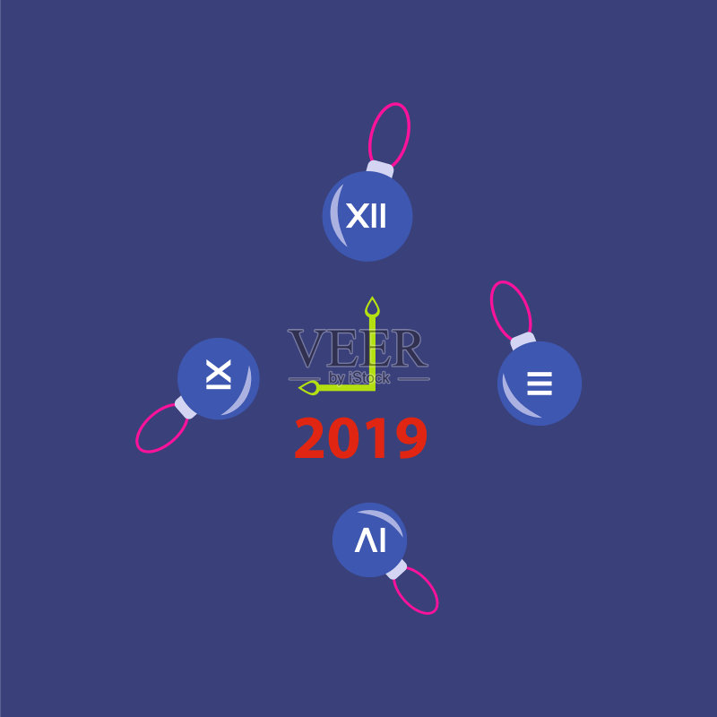 2019年新年贺卡庆祝活动快乐图标素材