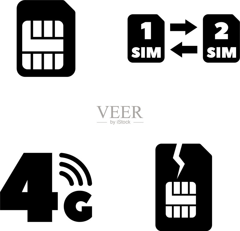 SIM卡移动运营商相关图标图标素材