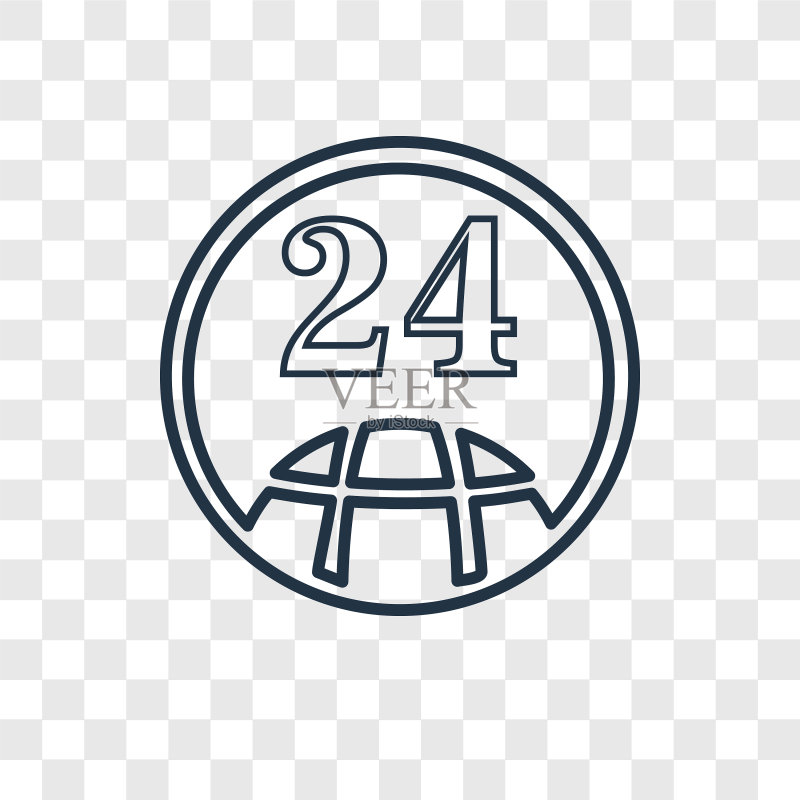 24小时概念线性图标图标素材