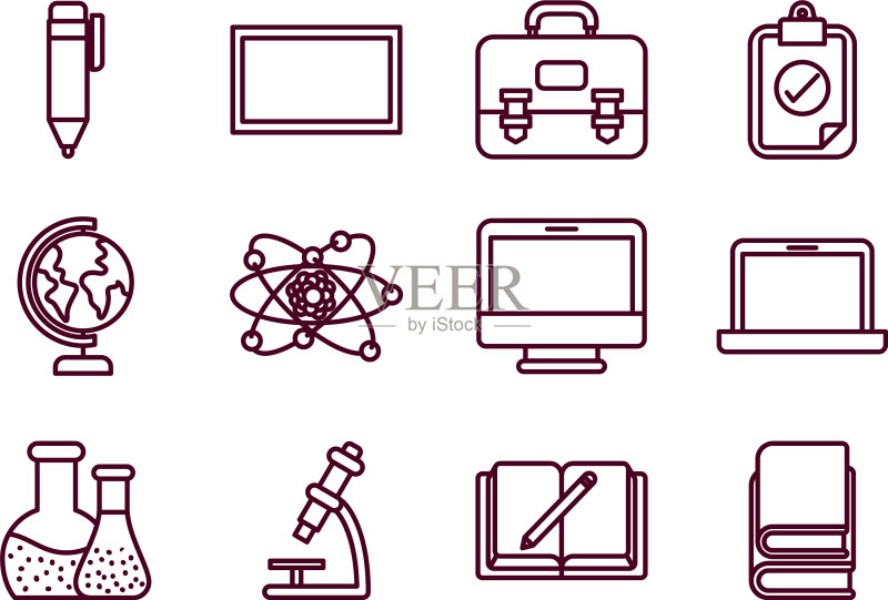 独立学校图标集设计图标素材