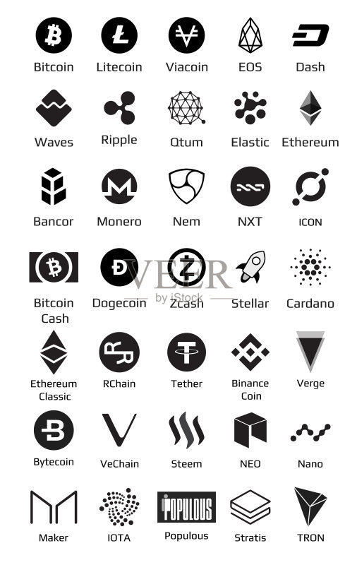 加密货币比特币NEM标志图标素材