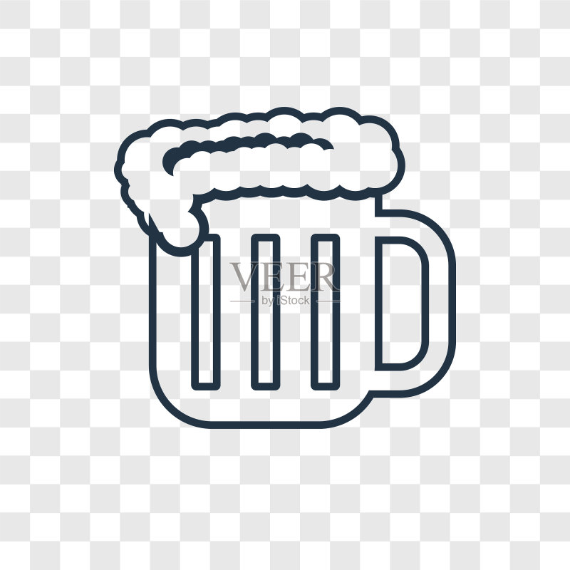 啤酒概念线性图标，透明背景图标素材