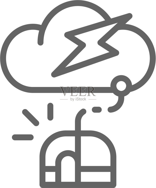 带云服务器线条图标的电脑鼠标图标素材