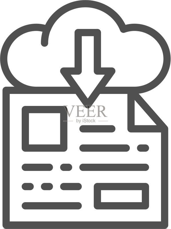 在线文件存储下载线性图标图标素材