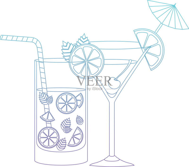 设置杯子鸡尾酒图标图标素材