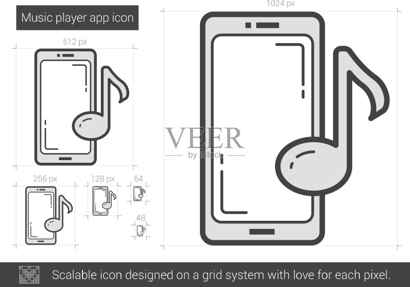 音乐播放器App线性图标图标素材