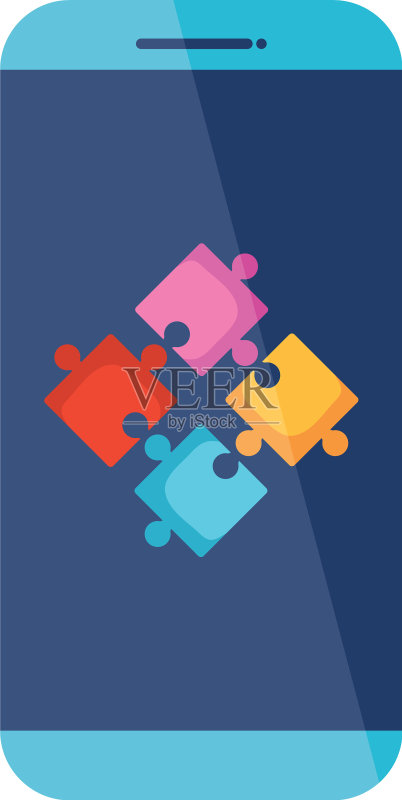 手机与拼图游戏解决方案图标素材