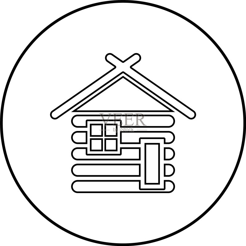 木制谷仓与木制组合小木屋图标素材