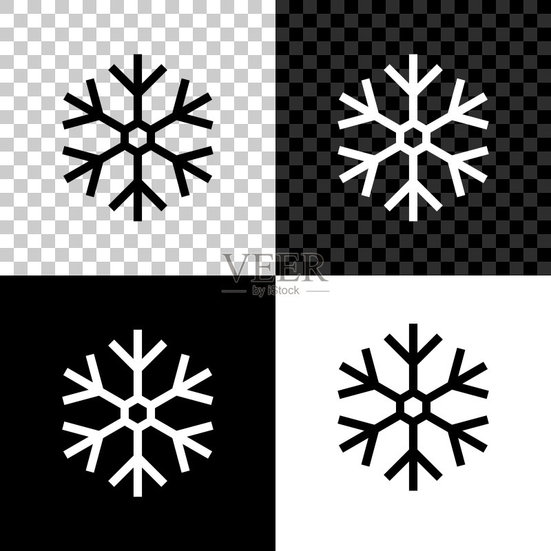 隔离在黑白色上的雪花图标图标素材