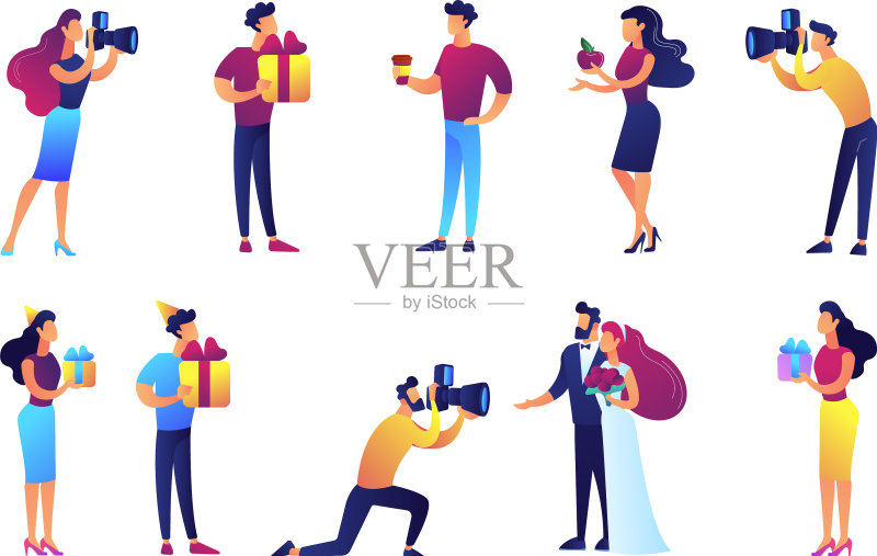 摄影师与婚礼场景素材图标素材