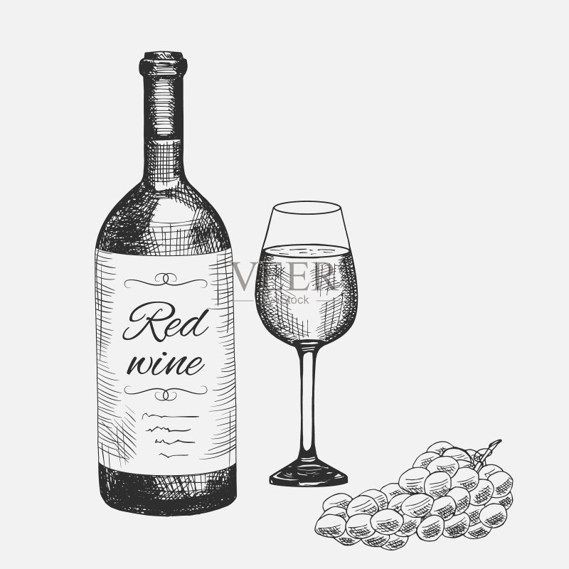 手绘红酒元素素材图标素材