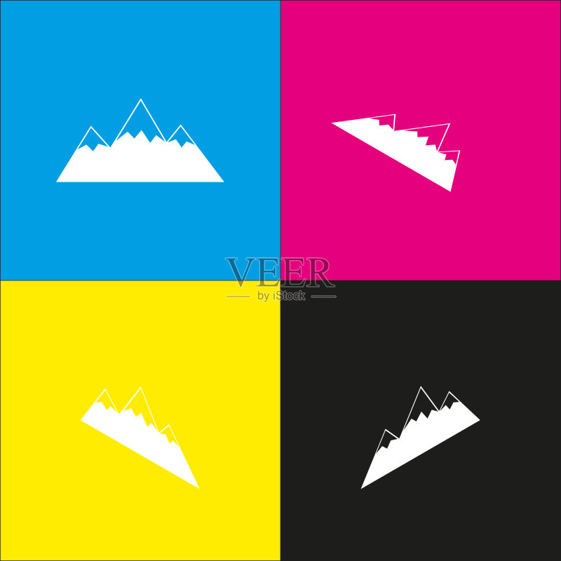 白色山峰标志图标图标素材