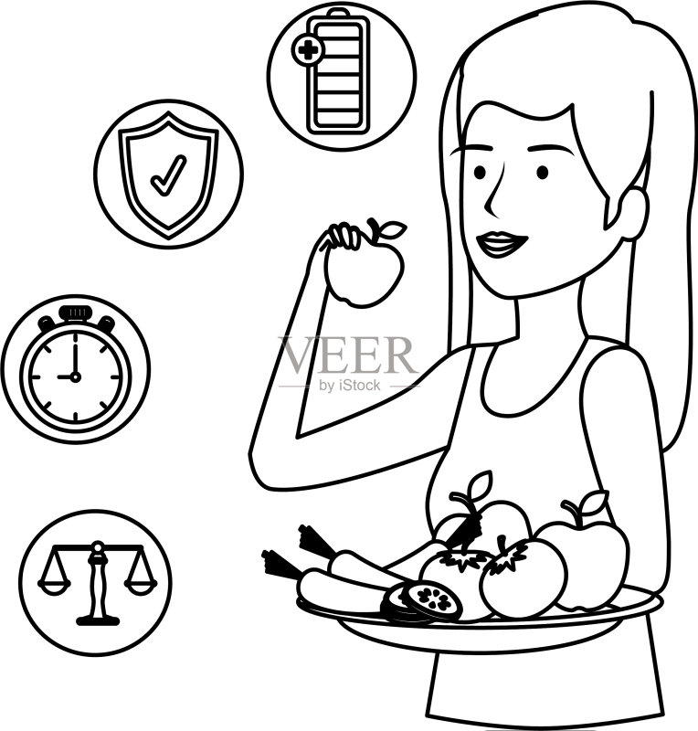 女人吃健康食品图标素材图标素材