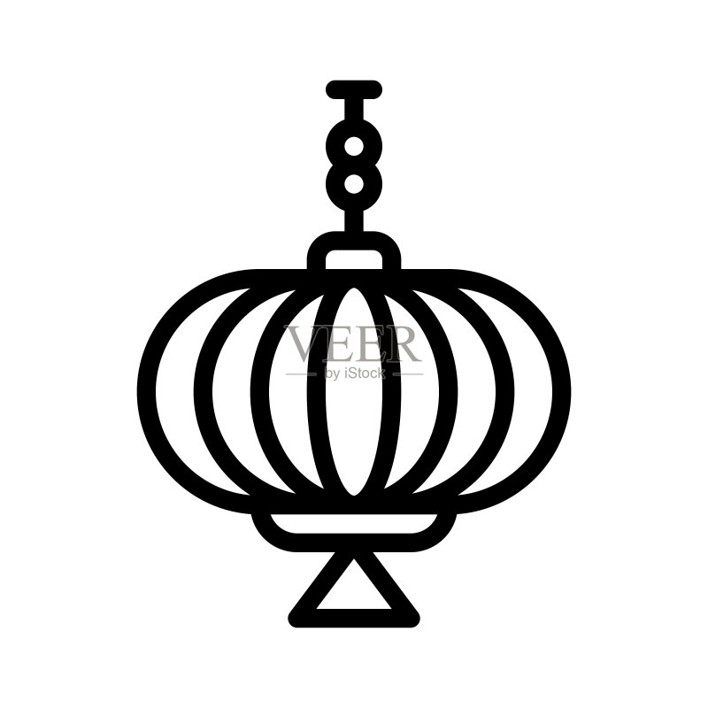 中国农历新年灯笼线性图标图标素材