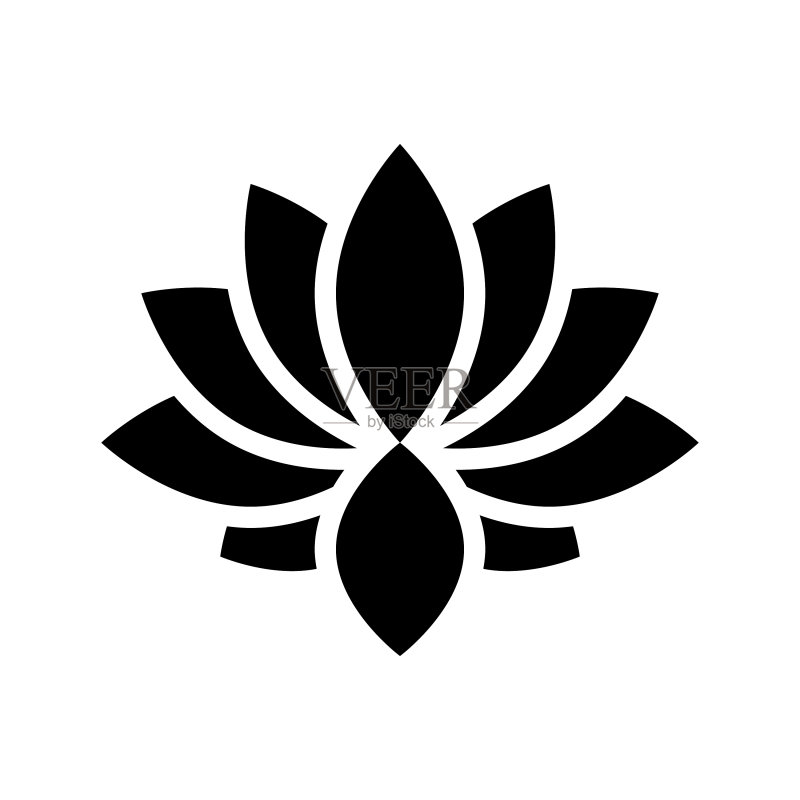 荷花是中国农历新年的实心象征图标素材