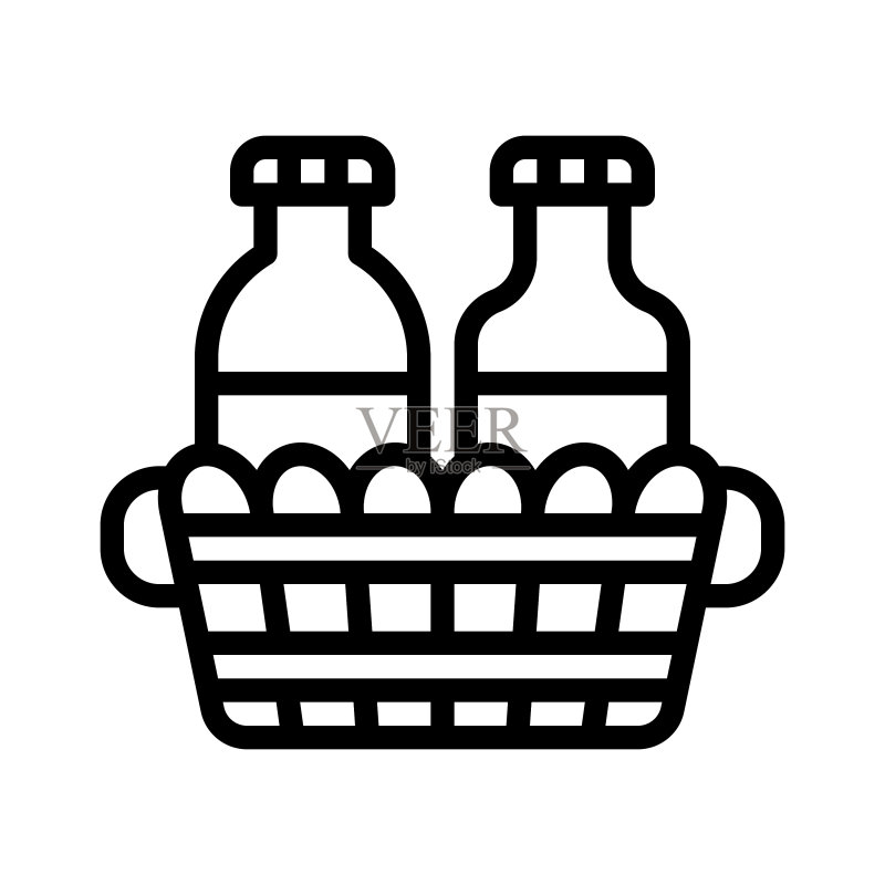 烧烤调味品篮线条风格图标素材