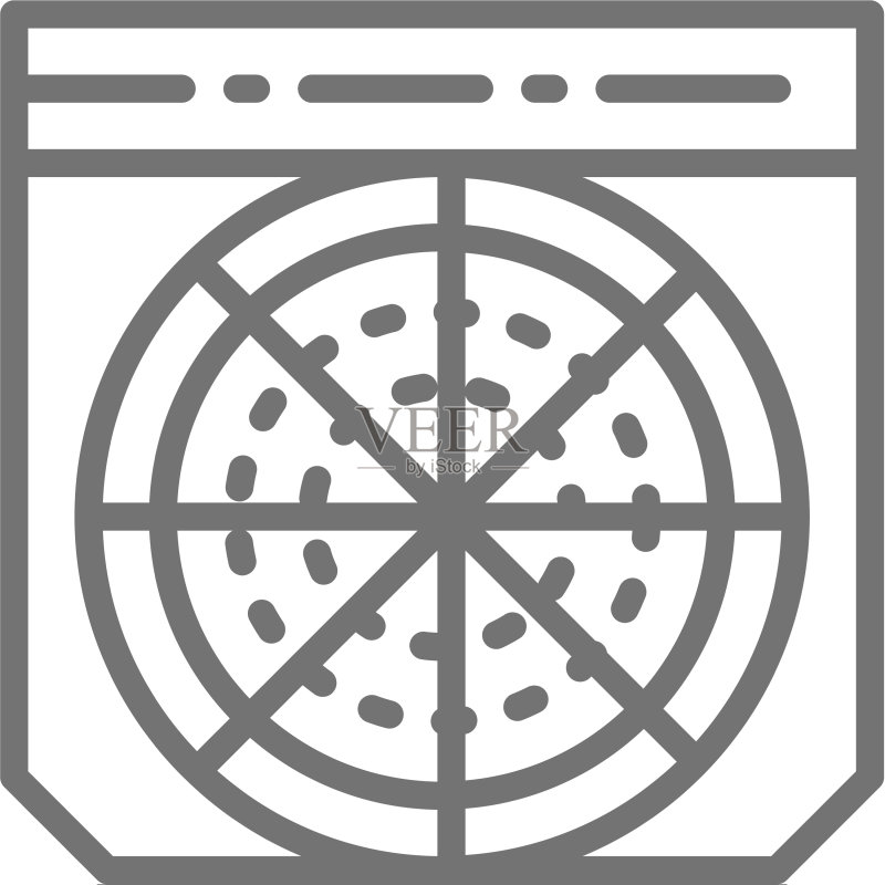 盒装披萨快餐外卖线条图标图标素材