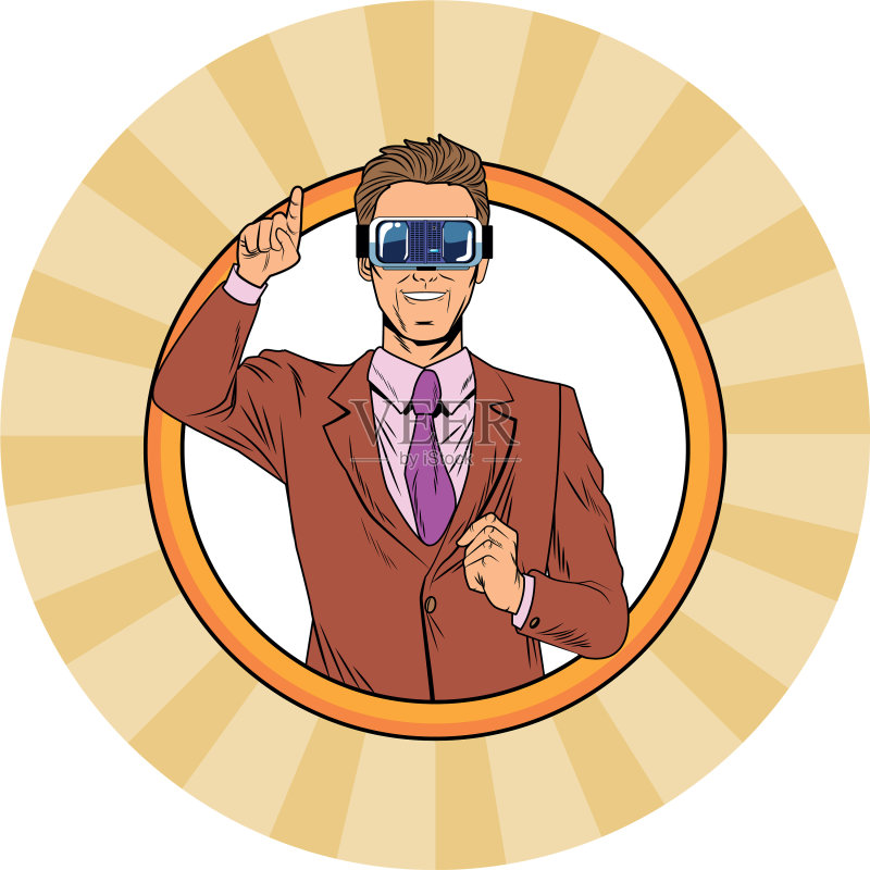 戴着VR头显的男人图标素材