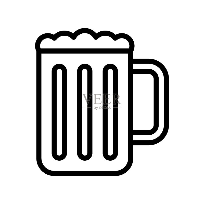 单独的线条风格啤酒杯图标图标素材