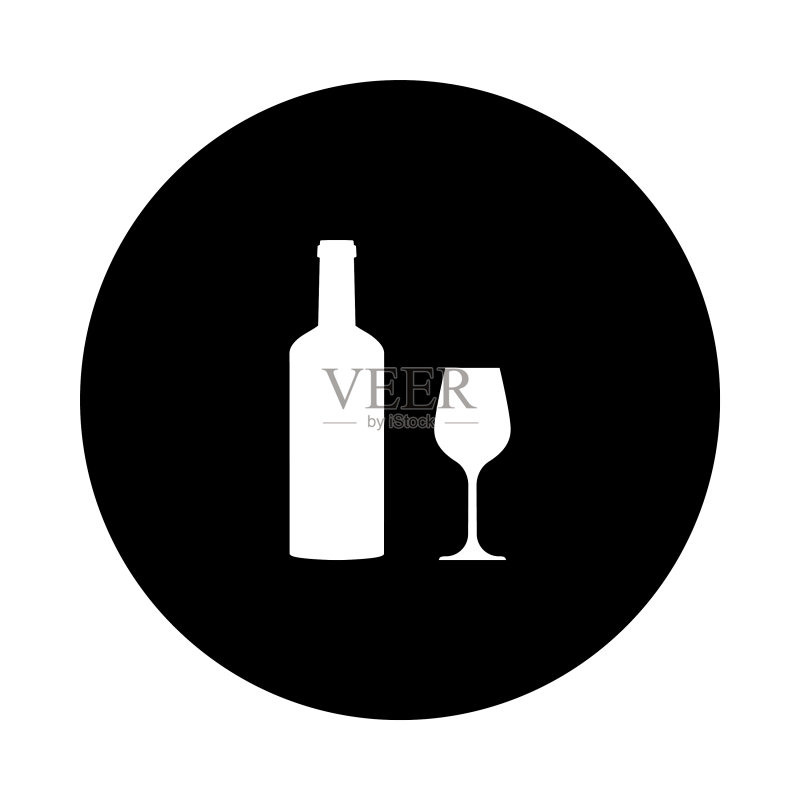 葡萄酒杯和圆形图标素材
