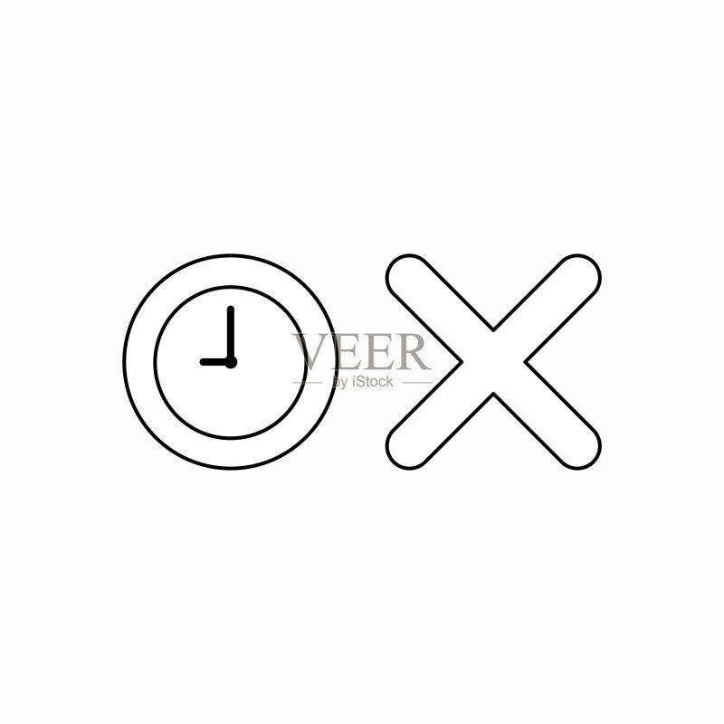 带有叉号的时钟时间图标图标素材