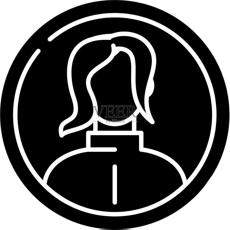 女性侧面黑色图标标志图标素材