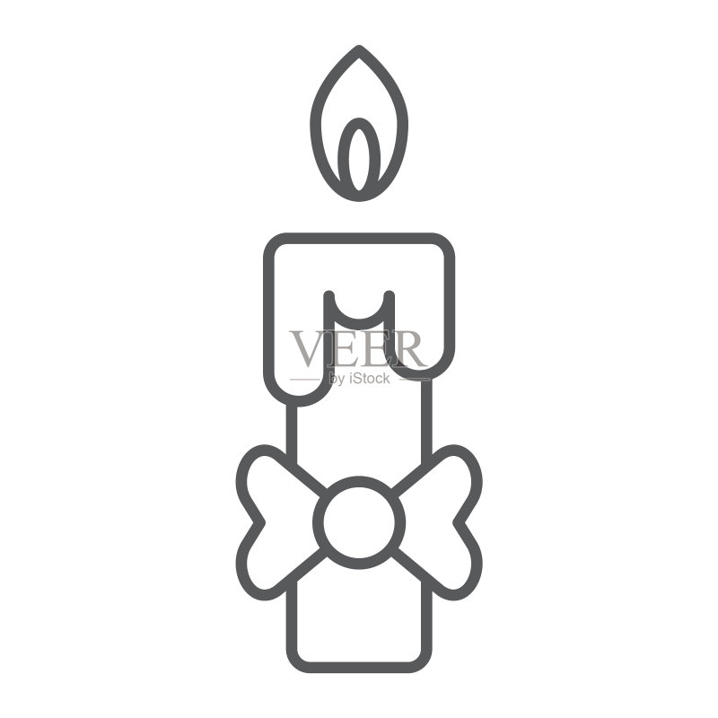 蜡烛细线图标：火焰和光芒图标素材
