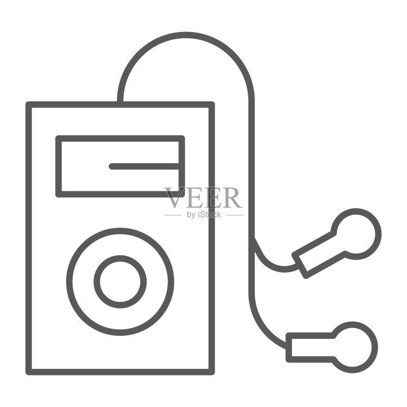 音频和声音音乐的MP3播放器细线图标图标素材