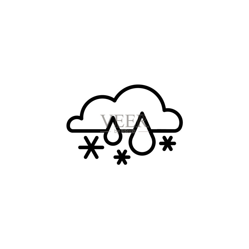 白色背景上的黑色雨夹雪网页图标图标素材