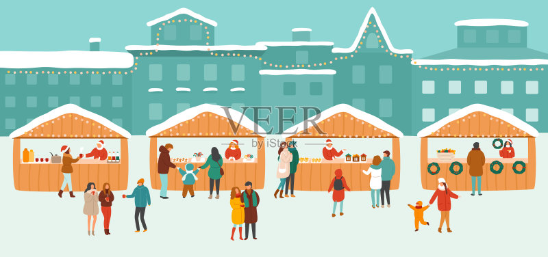 圣诞市场或正版插画素材