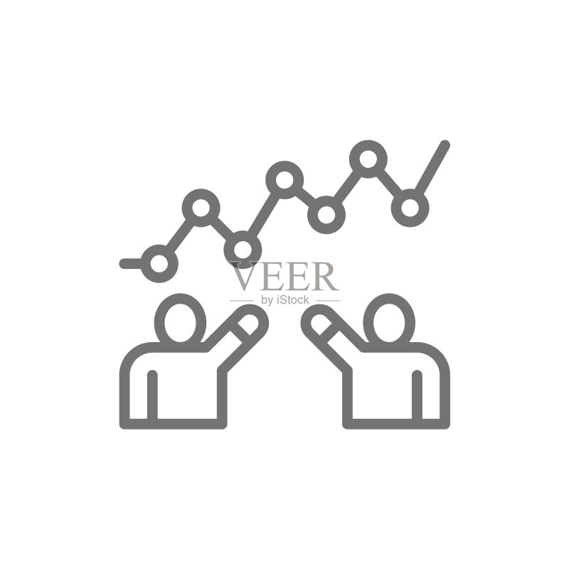 带有图表线的团队合作图标素材