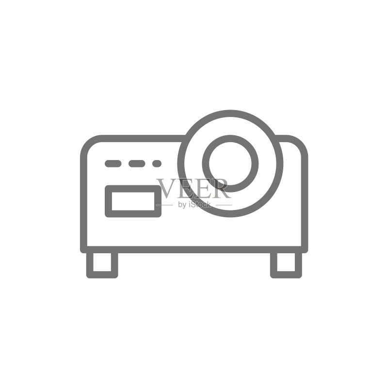 白色背景上的视频投影仪线条图标图标素材