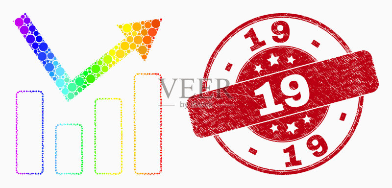 彩虹色点状趋势图图标图标素材