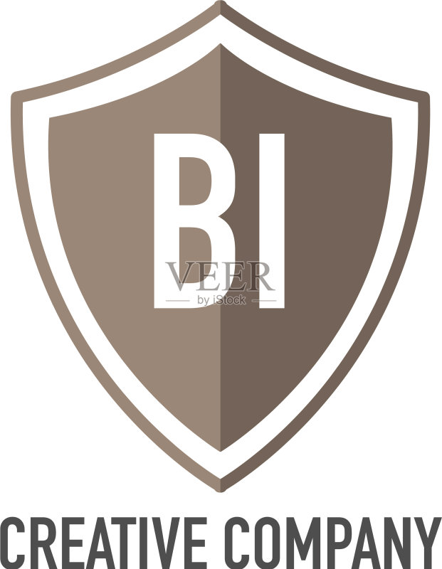 字母BI盾牌设计标志概念图标素材