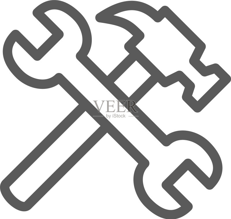 带扳手线条图标的锤子图标素材